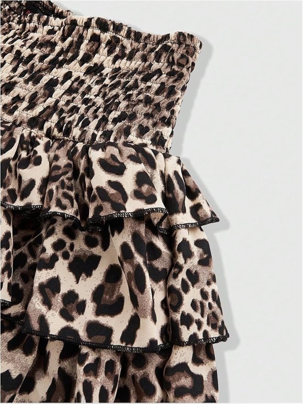 Tiered Ruffle Leopard Print Mini Skirt - Picture 6 of 7